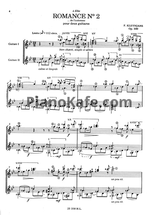 Ноты Francis Kleynjans - Romance №2 (Op. 100) - PianoKafe.com