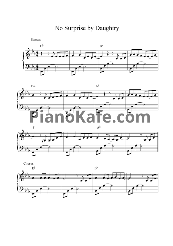 Ноты Daughtry - No surprise - PianoKafe.com