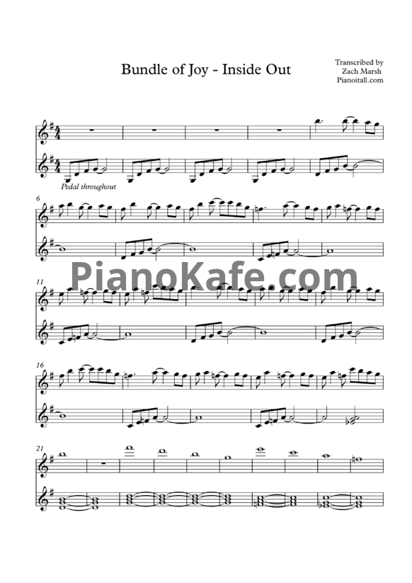 Ноты Michael Giacchino - Bundle of Joy - PianoKafe.com