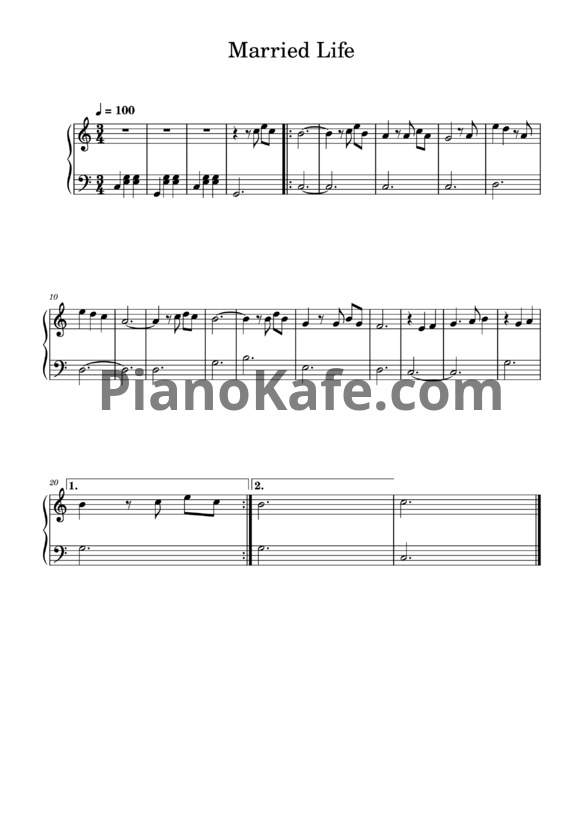 Ноты Michael Giacchino - Married life (Easy piano) - PianoKafe.com