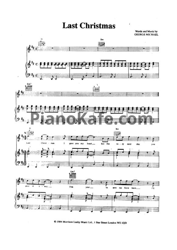 Ноты George Michael - Last Christmas (Версия 2) - PianoKafe.com