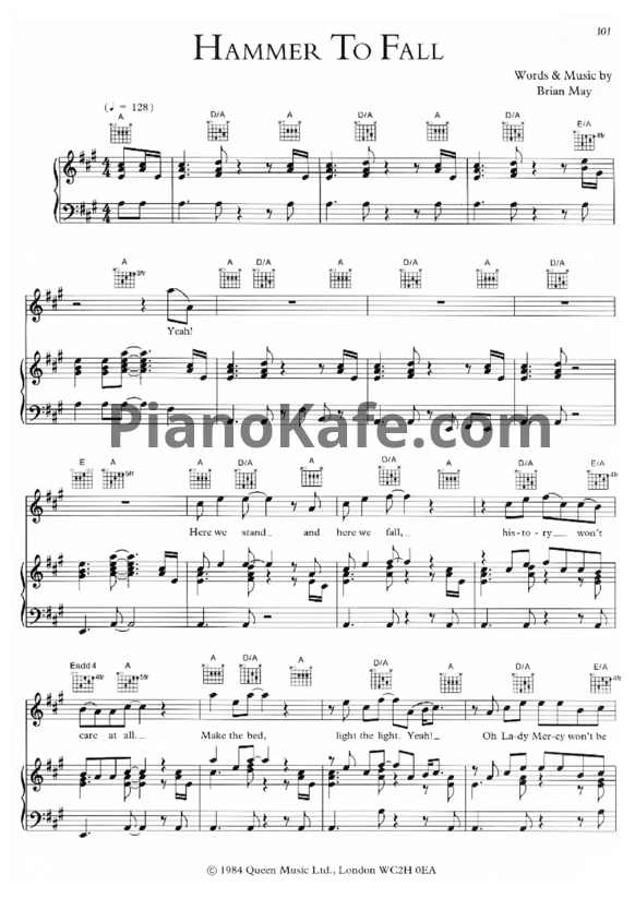 Ноты Queen - Hammer to fall (Версия 2) - PianoKafe.com