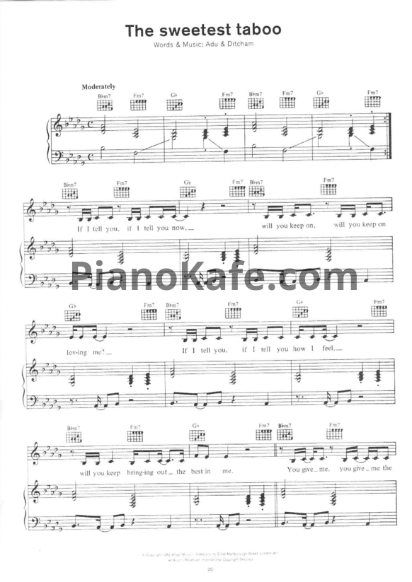 Ноты Sade - The sweetest taboo - PianoKafe.com