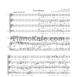 Ноты А. Дворжак - Ave Maria (Op. 19b, Хоровая партитура в сопровождении скрипки и органа) - предпросмотр