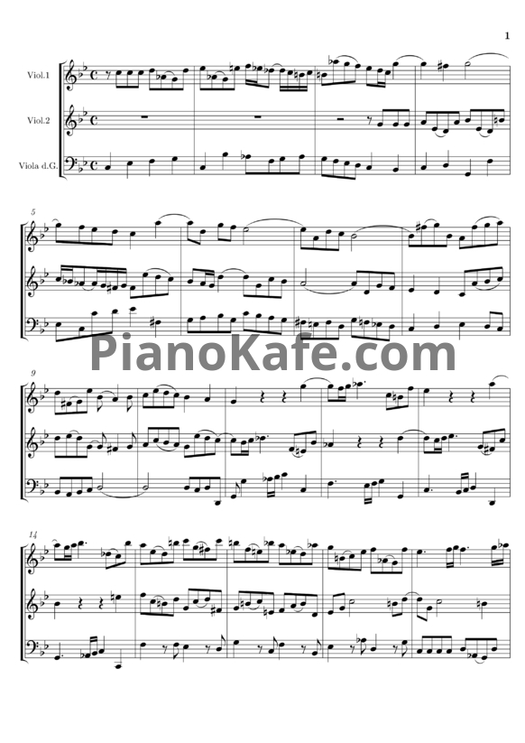 Ноты И. Бах - Trio für 2 violinen und viola da gamba - PianoKafe.com