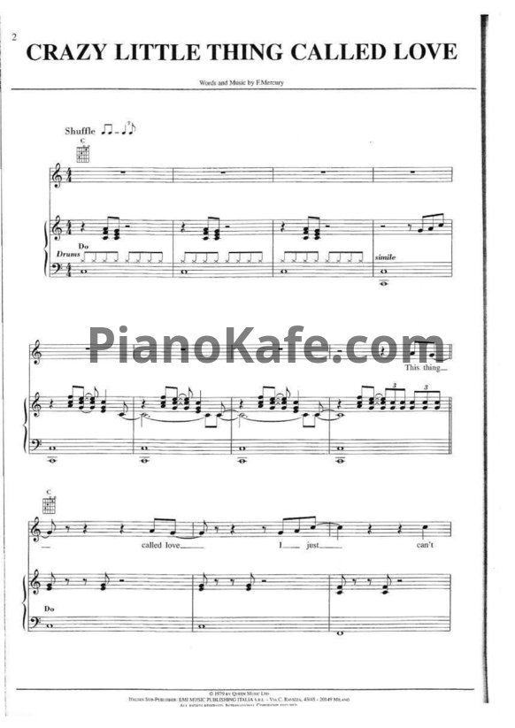 Ноты Michael Buble - Crazy little thing called love - PianoKafe.com