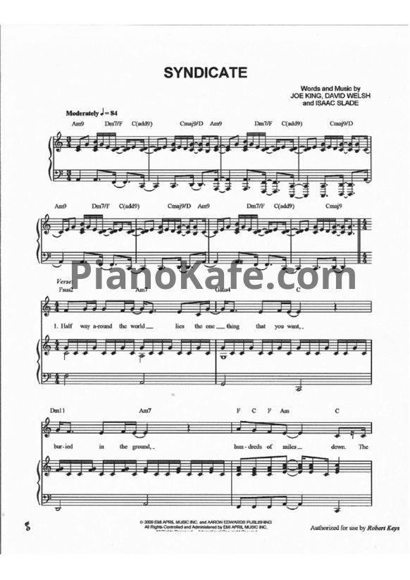 Ноты The Fray - Syndicate - PianoKafe.com