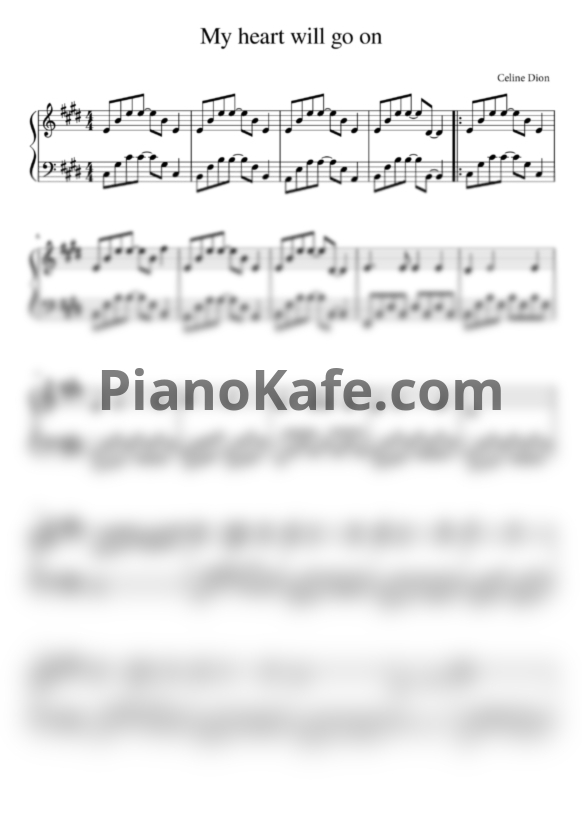 Ноты Celine Dion - My heart will go on (Версия 5) - PianoKafe.com
