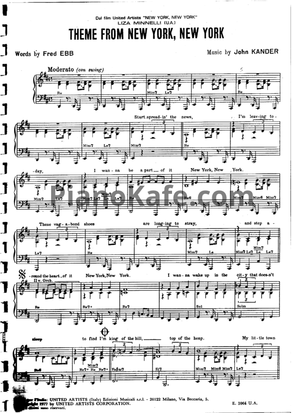 Ноты Liza Minnelli - Theme from New York, New York - PianoKafe.com