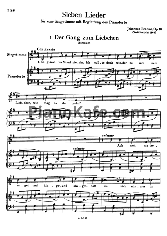 Ноты И. Брамс - Семь песен (Op. 48) - PianoKafe.com