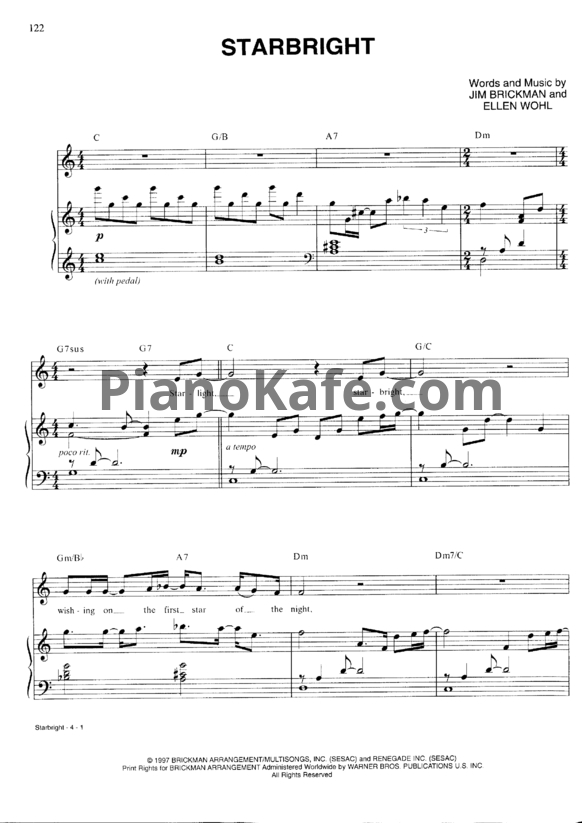 Ноты Jim Brickman - Starbright (Версия 2) - PianoKafe.com