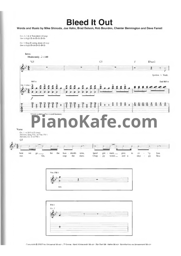 Ноты Linkin Park - Bleed it out (Версия 2) - PianoKafe.com