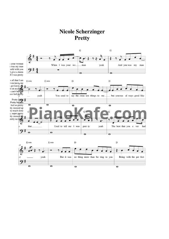 Ноты Nicole Scherzinger - Pretty - PianoKafe.com