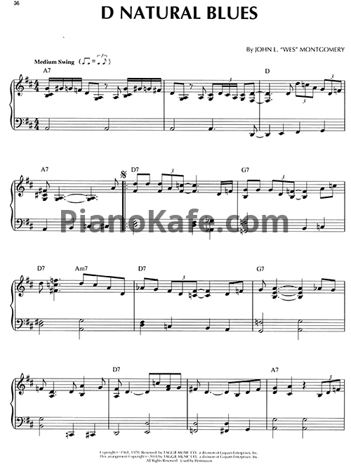 Ноты Wes Montgomery - D Natural blues - PianoKafe.com