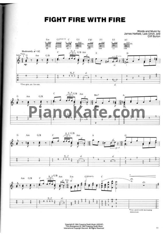 Ноты Metallica - Ride the lightning (Книга нот) - PianoKafe.com