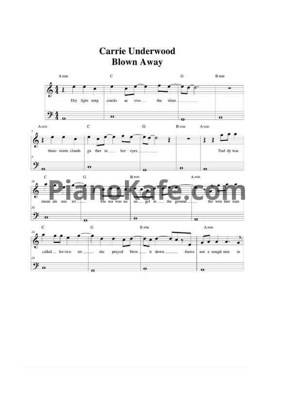 Ноты Carrie Underwood - Blown away - PianoKafe.com
