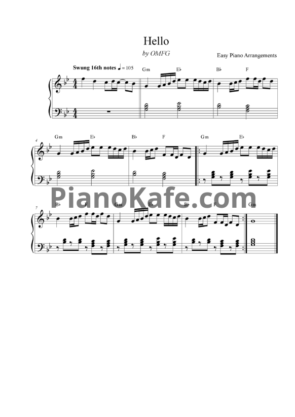 Ноты OMFG - Hello - PianoKafe.com