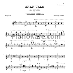 Ноты Francisco Tarrega - Grande valse - предпросмотр