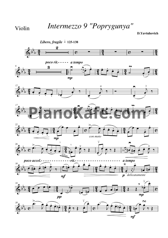 Ноты Дмитрий Явтухович - Интермеццо №9 ("Попрыгунья") - PianoKafe.com
