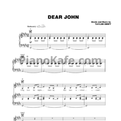 Ноты Taylor Swift - Dear John - предпросмотр