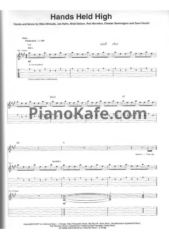Ноты Linkin Park - Hands held high (Версия 2) - PianoKafe.com