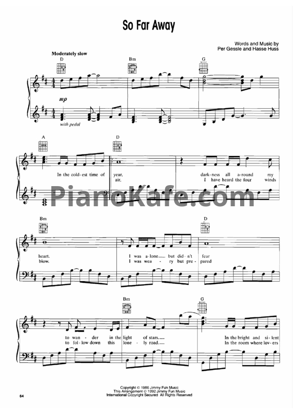 Ноты Roxette - So far away - PianoKafe.com
