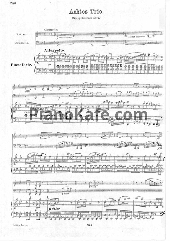 Ноты Л. Бетховен - Аллегретто для фортепианного трио си-бемоль мажор, WoO. 39 (Партитура и партии) - PianoKafe.com
