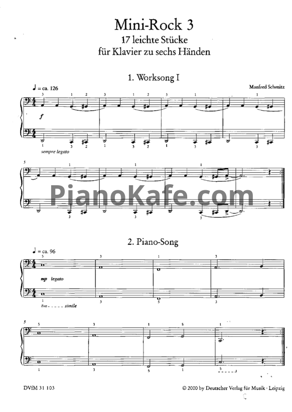 Ноты Манфред Шмитц - Mini rock 3 (17 пьес для фортепиано в 6 рук) - PianoKafe.com