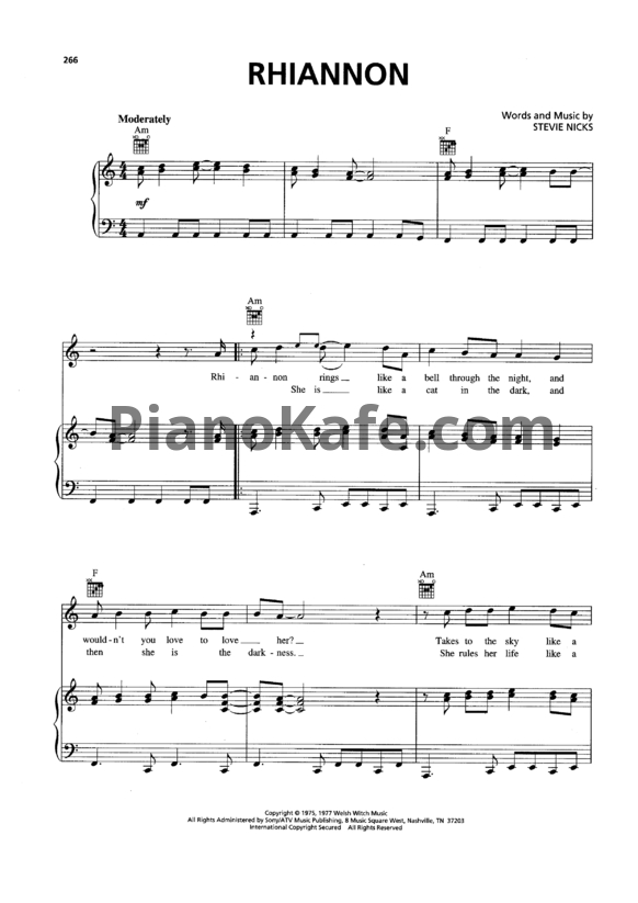 Ноты Stevie Wonder - Rhiannon - PianoKafe.com