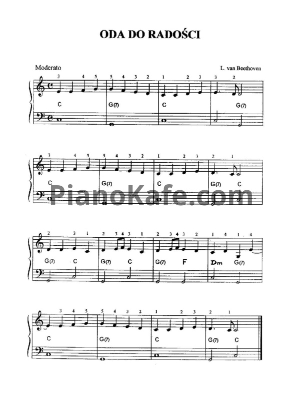 Ноты Л. В. Бетховен - Ода "К радости" (Версия 2) - PianoKafe.com