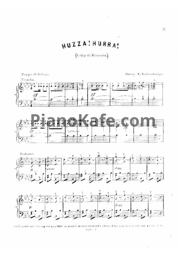 Ноты Герман Волленгаупт - Huzza! Hurrah! (Соч. 110) - PianoKafe.com