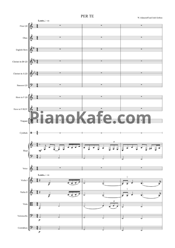 Ноты Walter Afanasieff and Josh Groban - Per te (Партитура и голоса) - PianoKafe.com