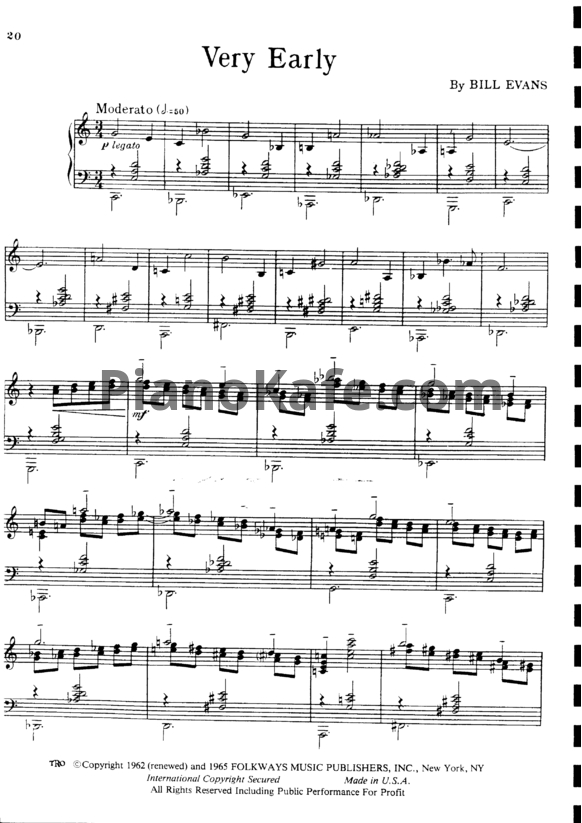Ноты Bill Evans - Very early (Piano) - PianoKafe.com