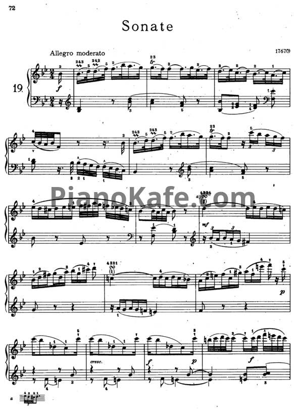 Ноты Йозеф Гайдн - Соната №19 - PianoKafe.com