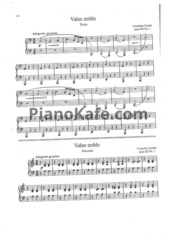 Ноты Корнелиус Гурлитт - Valse noble (Op. 192, №1) для фортепиано в 6 рук - PianoKafe.com