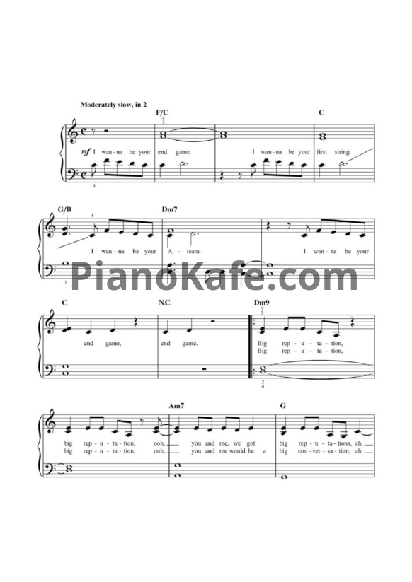 Ноты Taylor Swift feat. Ed Sheeran and Future - End game (Версия 2) - PianoKafe.com