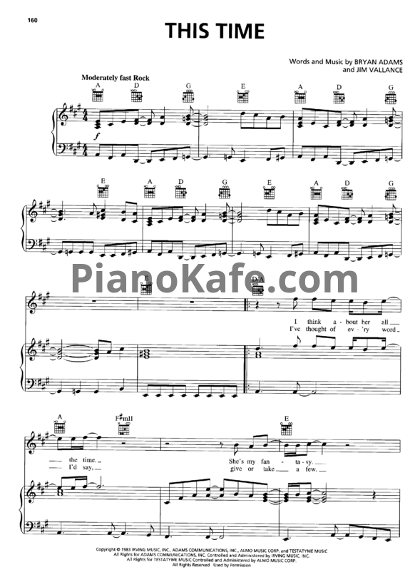 Ноты Bryan Adams - This time - PianoKafe.com