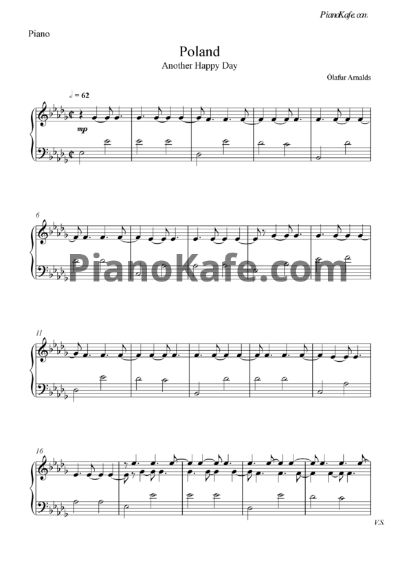Ноты Olafur Arnalds - Poland - PianoKafe.com