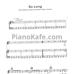 Ноты ABBA - So long - предпросмотр