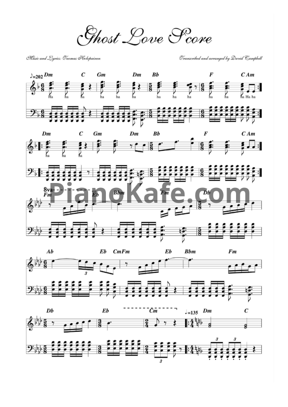 Ноты Nightwish - Ghost love score - PianoKafe.com