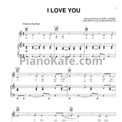 Ноты Avril Lavigne - I love you - предпросмотр