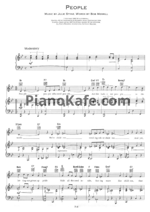 Ноты Barbara Streisand - People - PianoKafe.com