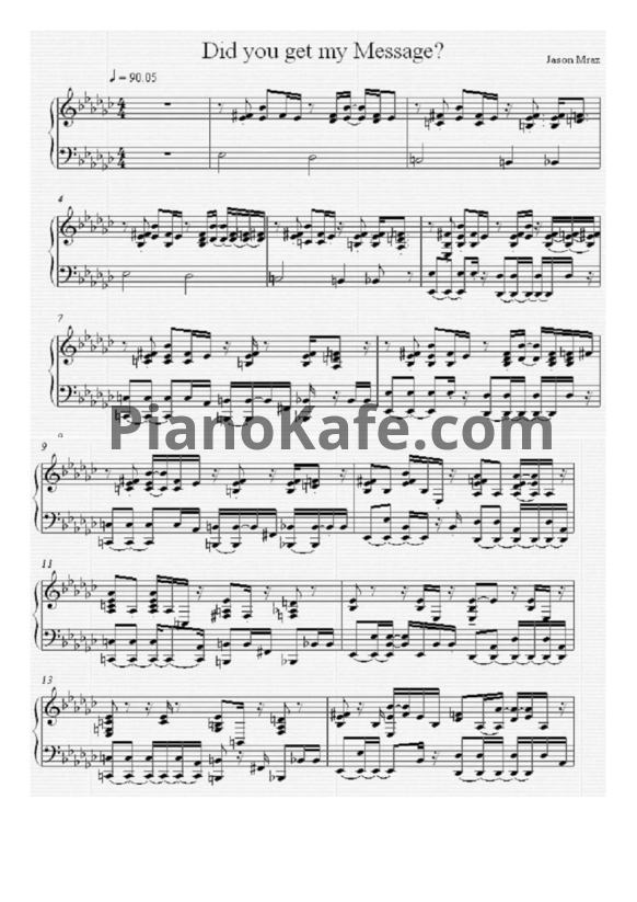 Ноты Jason Mraz feat. Rachael Yamagata - Did you get my message? - PianoKafe.com