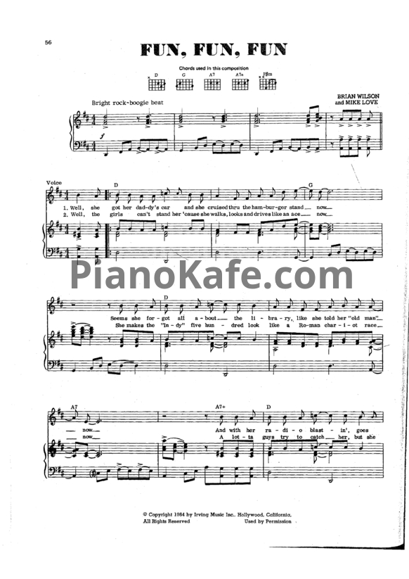 Ноты The Beach Boys - Fun, fun, fun - PianoKafe.com