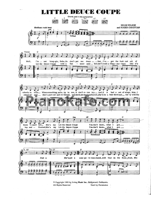 Ноты The Beach Boys - Little deuce coupe - PianoKafe.com