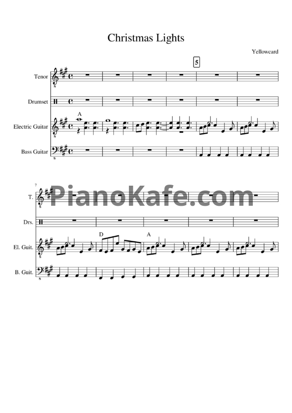 Ноты Yellowcard - Christmas lights - PianoKafe.com