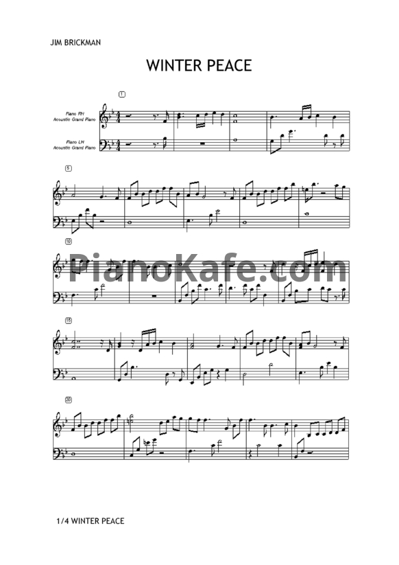 Ноты Jim Brickman - Winter peace - PianoKafe.com