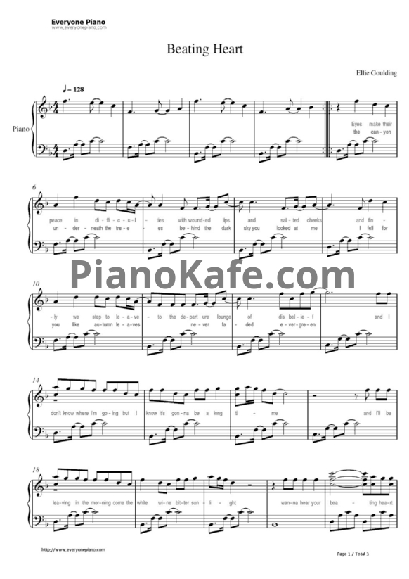 Ноты Ellie Goulding - Beating heart - PianoKafe.com
