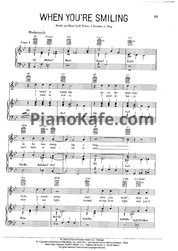 Ноты Louis Armstrong - When you're smiling - PianoKafe.com