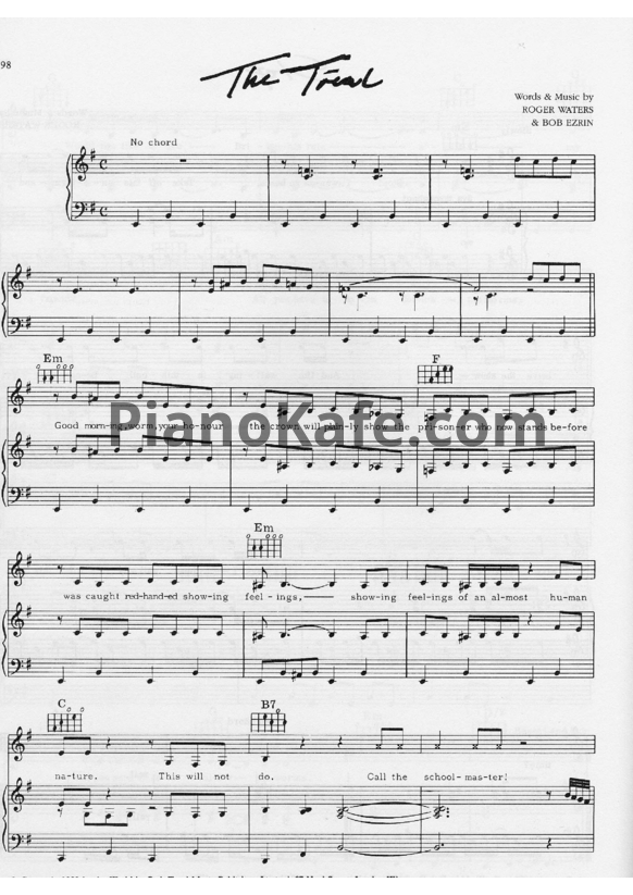 Ноты Pink Floyd - The trial - PianoKafe.com